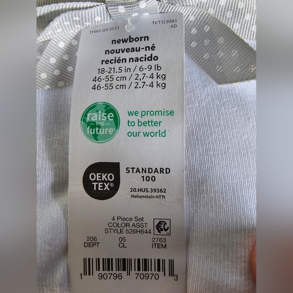 Carter's short sleeve 4pk Newborn bodysuit- white - Picture 3 of 5